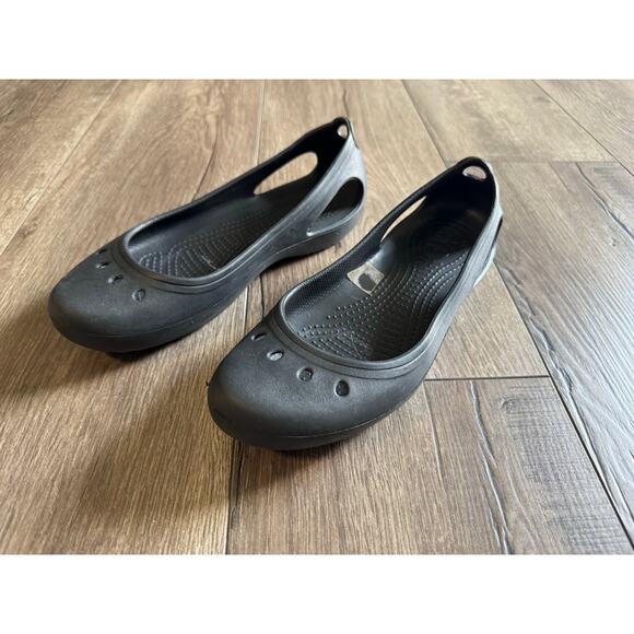 Crocs Womens Black Kadee‎ Flats Slip On Size 7 - Picture 4 of 7